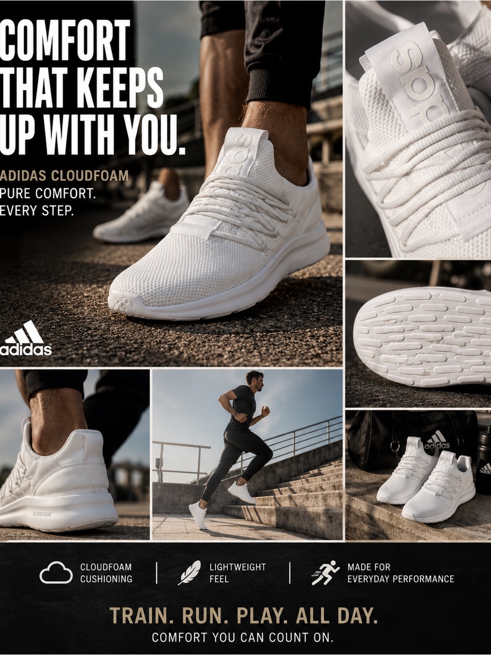 Adidas Lite Racer Adapt 7.0 Lightweight White Sportswear Sneaker